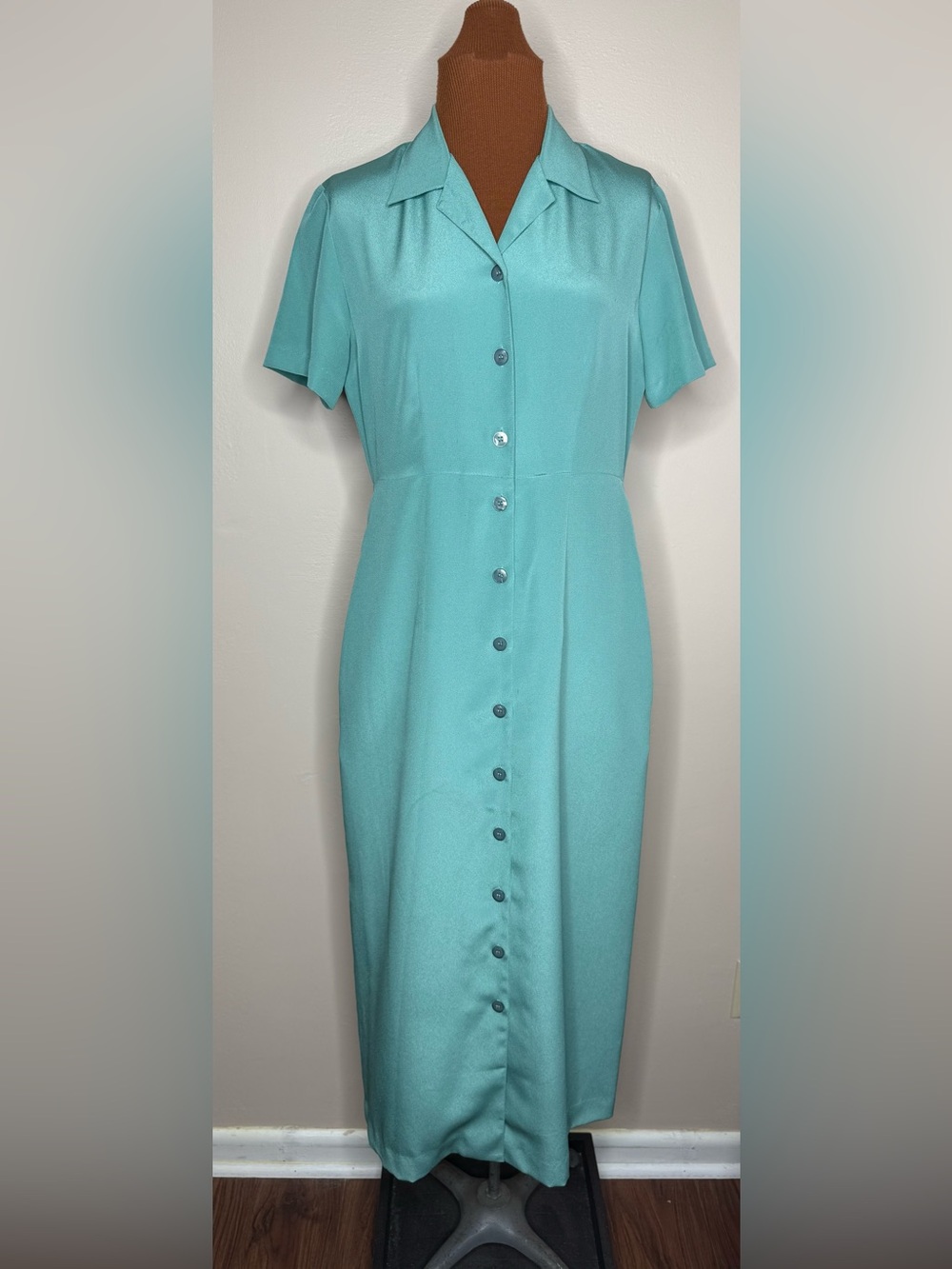 TravelSmith Column Button-Front Maxi Dress Short Sleeve Size XS